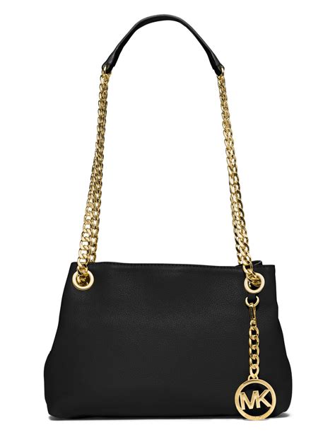 black michael kors bag silver chain strap|Michael Kors chain shoulder bag.